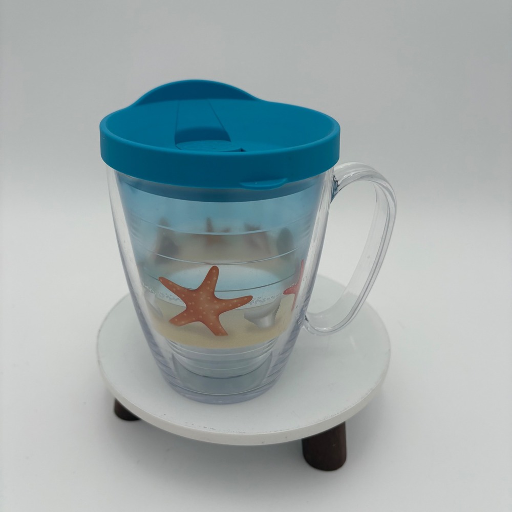 Tervis Tumbler Coastal Beach Starfish Seashells Double Wall‎ Mug w Lid